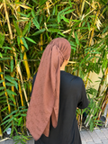 G. inspired chocolate-brown rectangle metallic headscarf