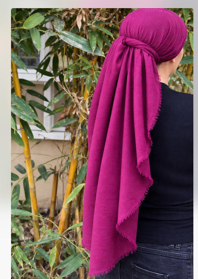 Rectangle Magenta cotton headscarf