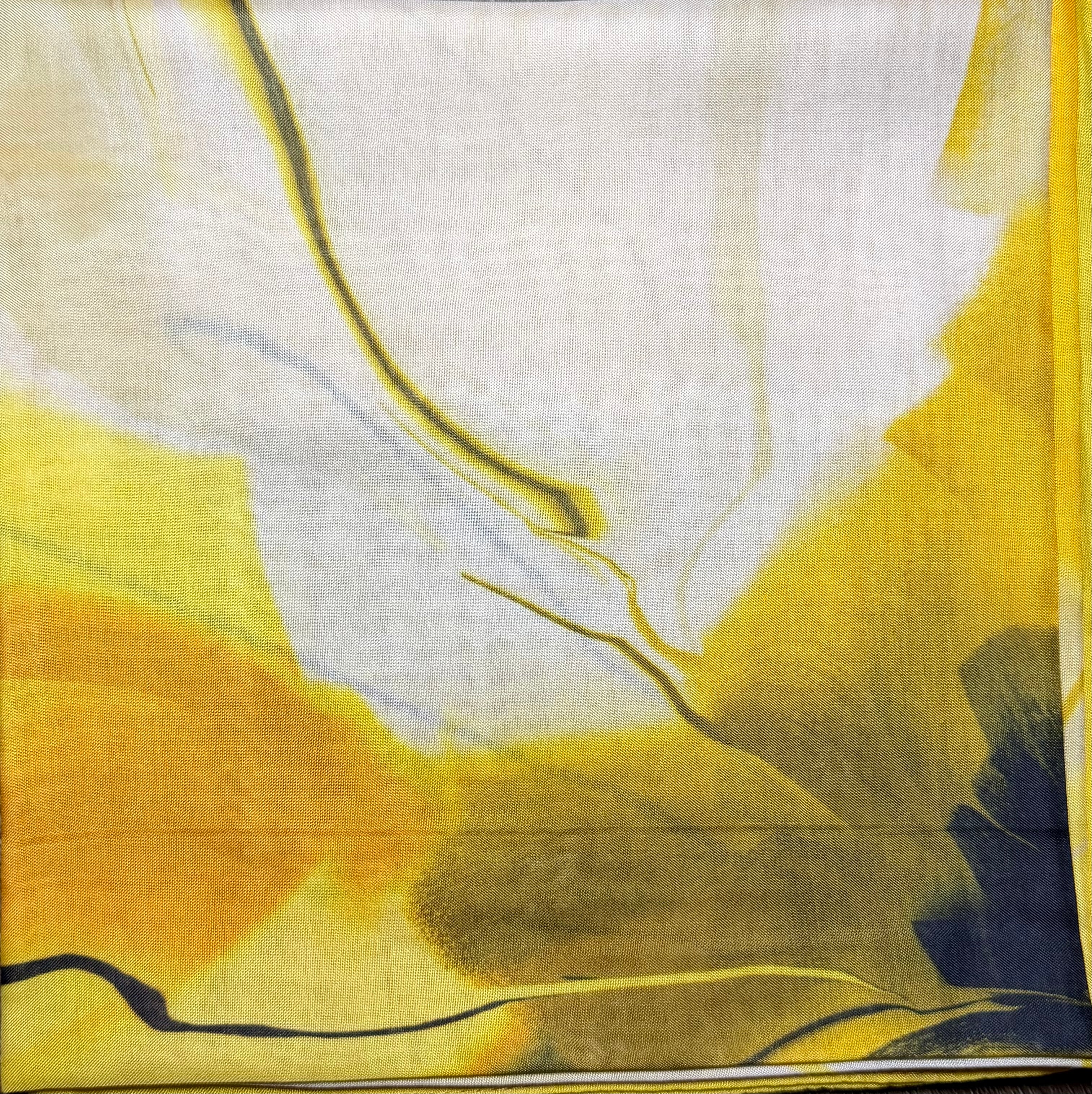Yellow abstract floral cotton headscarf