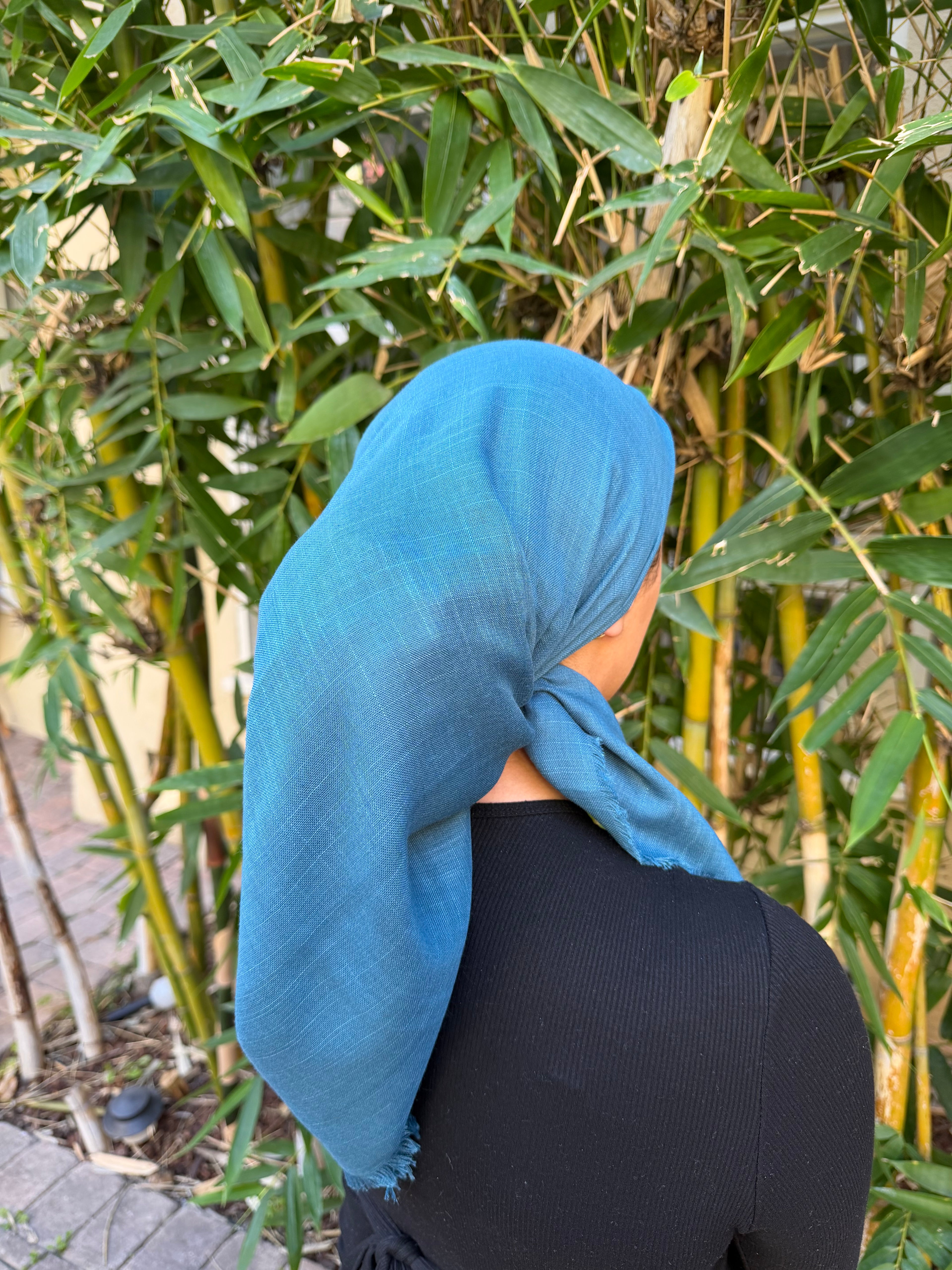 Aqua blue cotton headscarf