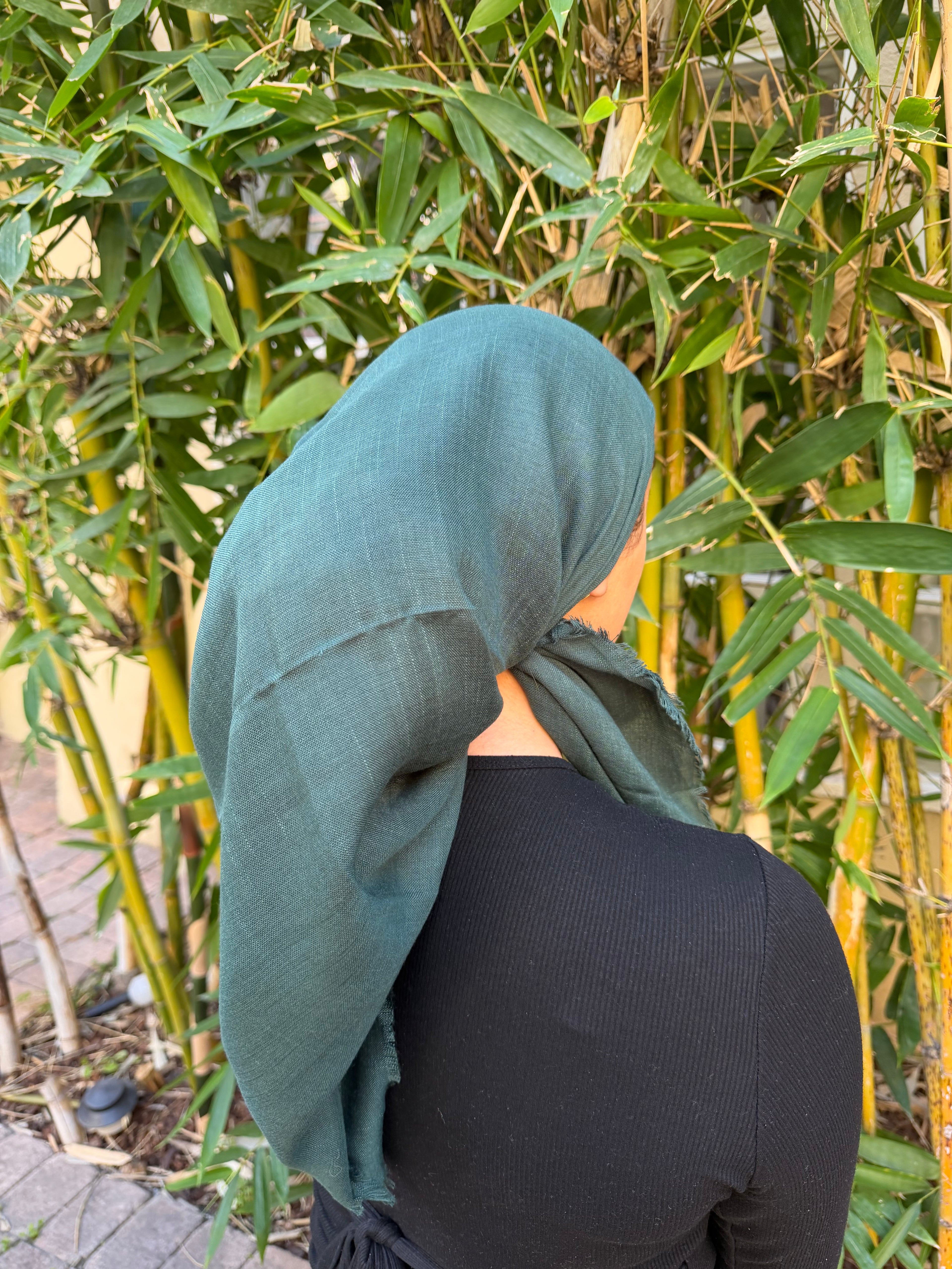 Deep green cotton headscarf