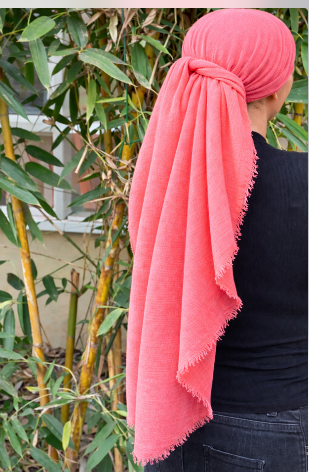 Rectangle Coral Pink cotton headscarf