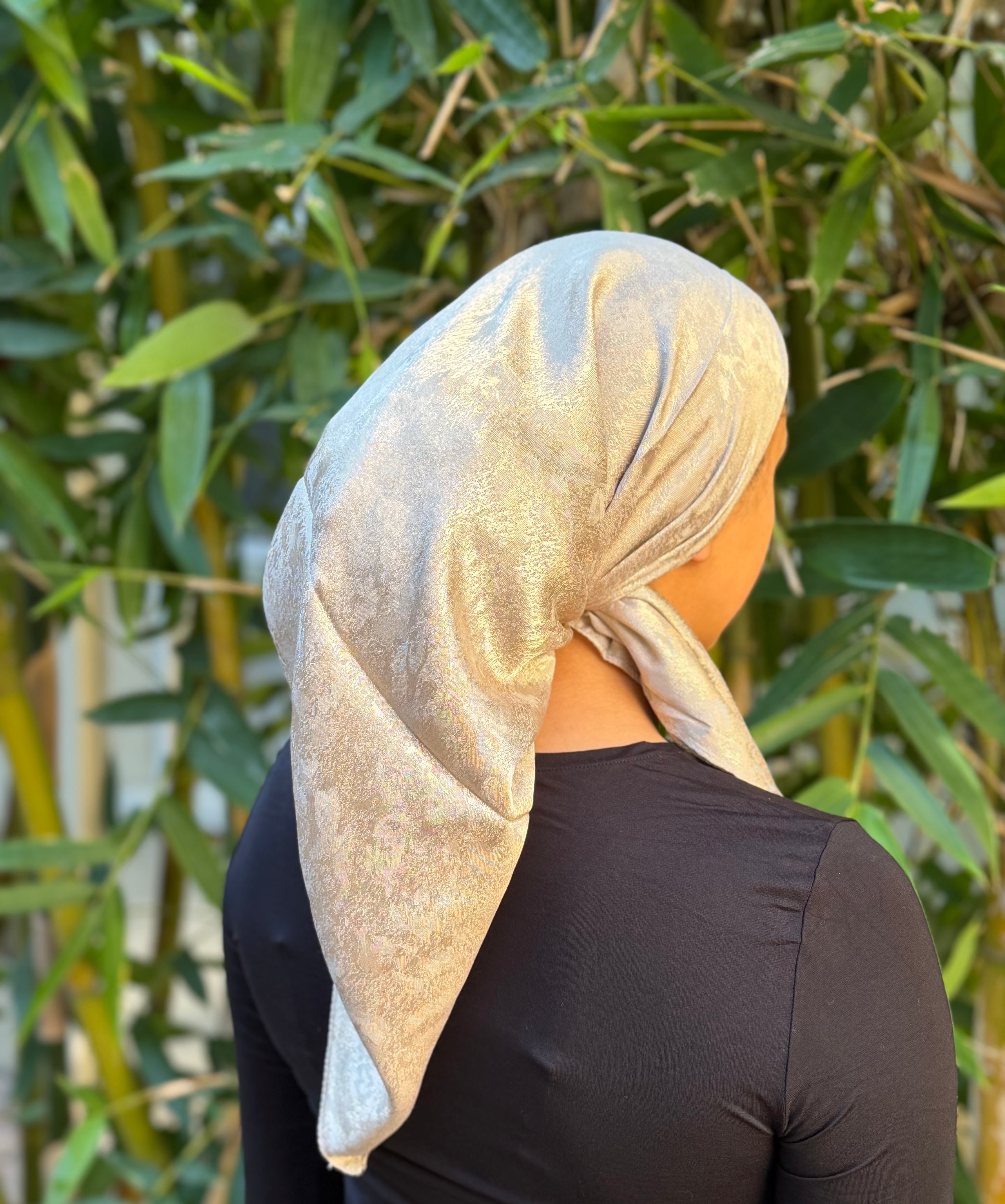 Champagne pearl metallic headscarf