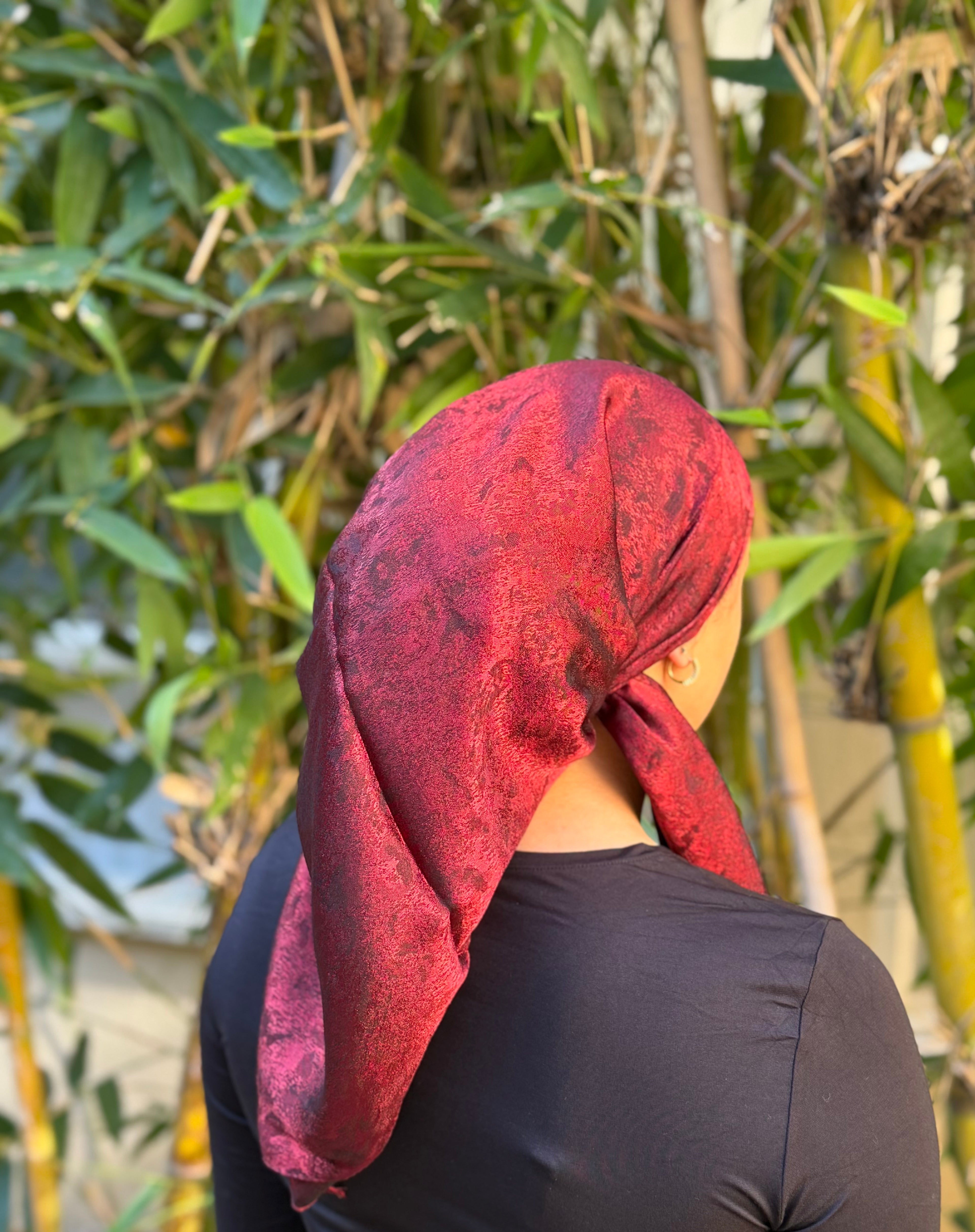 Mulberry red metallic headscarf