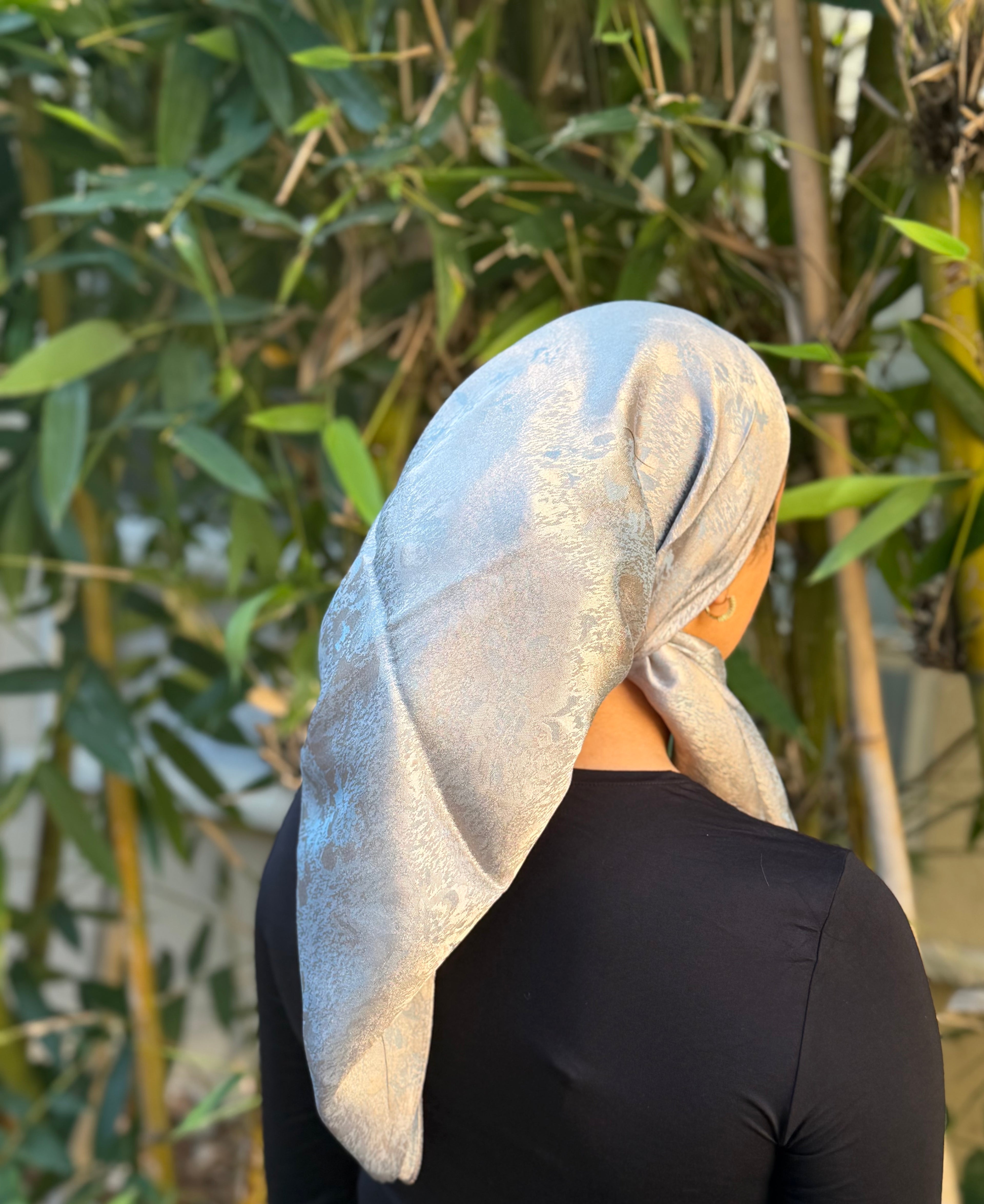 Frosted blue metallic headscarf