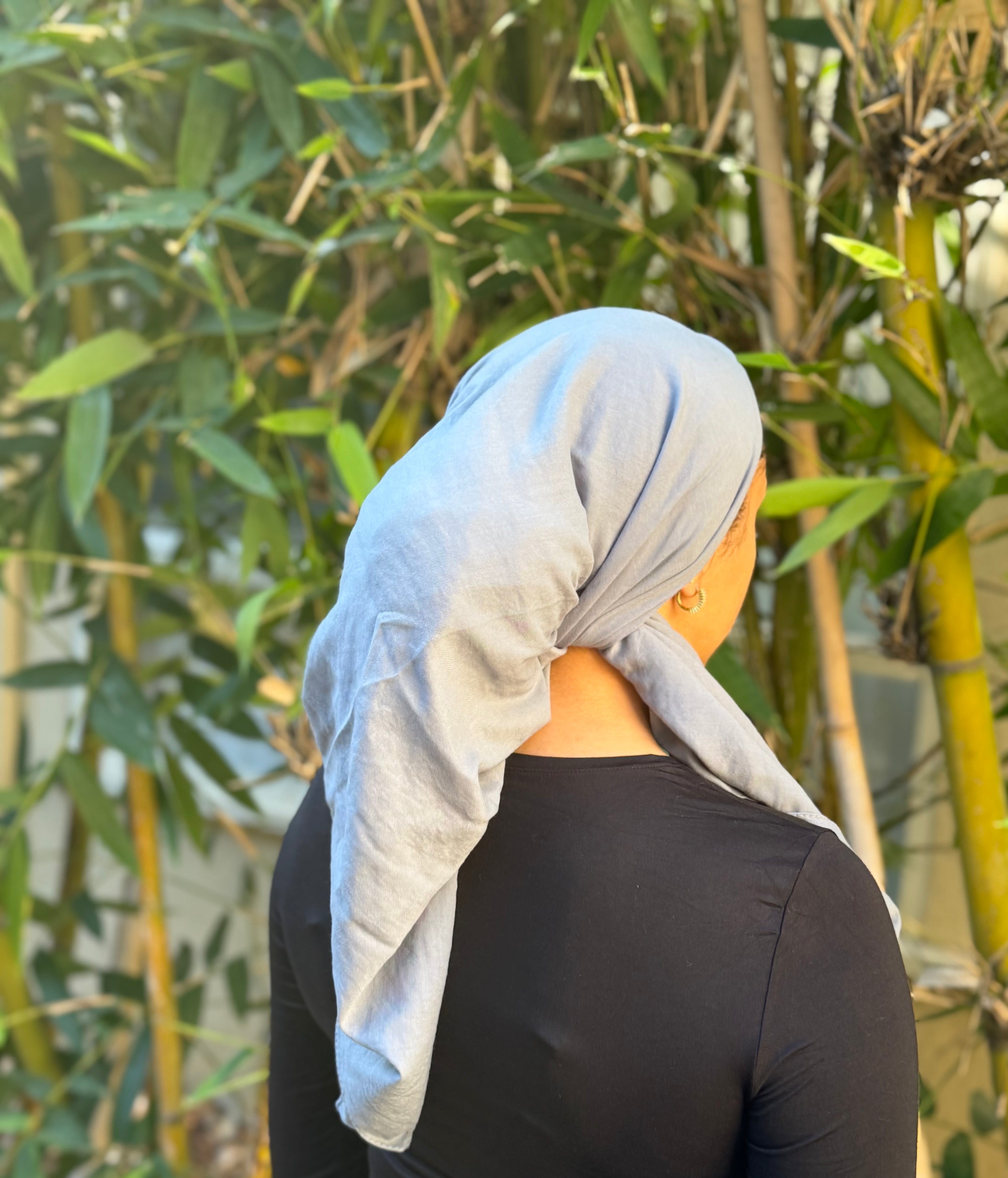 Dusty blue cotton headscarf