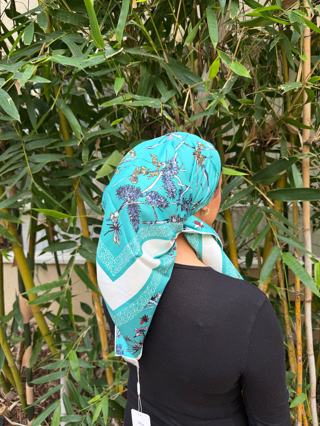 Turquoise Dio. Replica satin headscarf