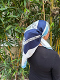 Neutral multicolored Fen. Replica satin headscarf