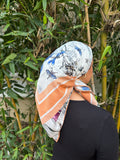 Pastel Orange Dio. Replica satin headscarf