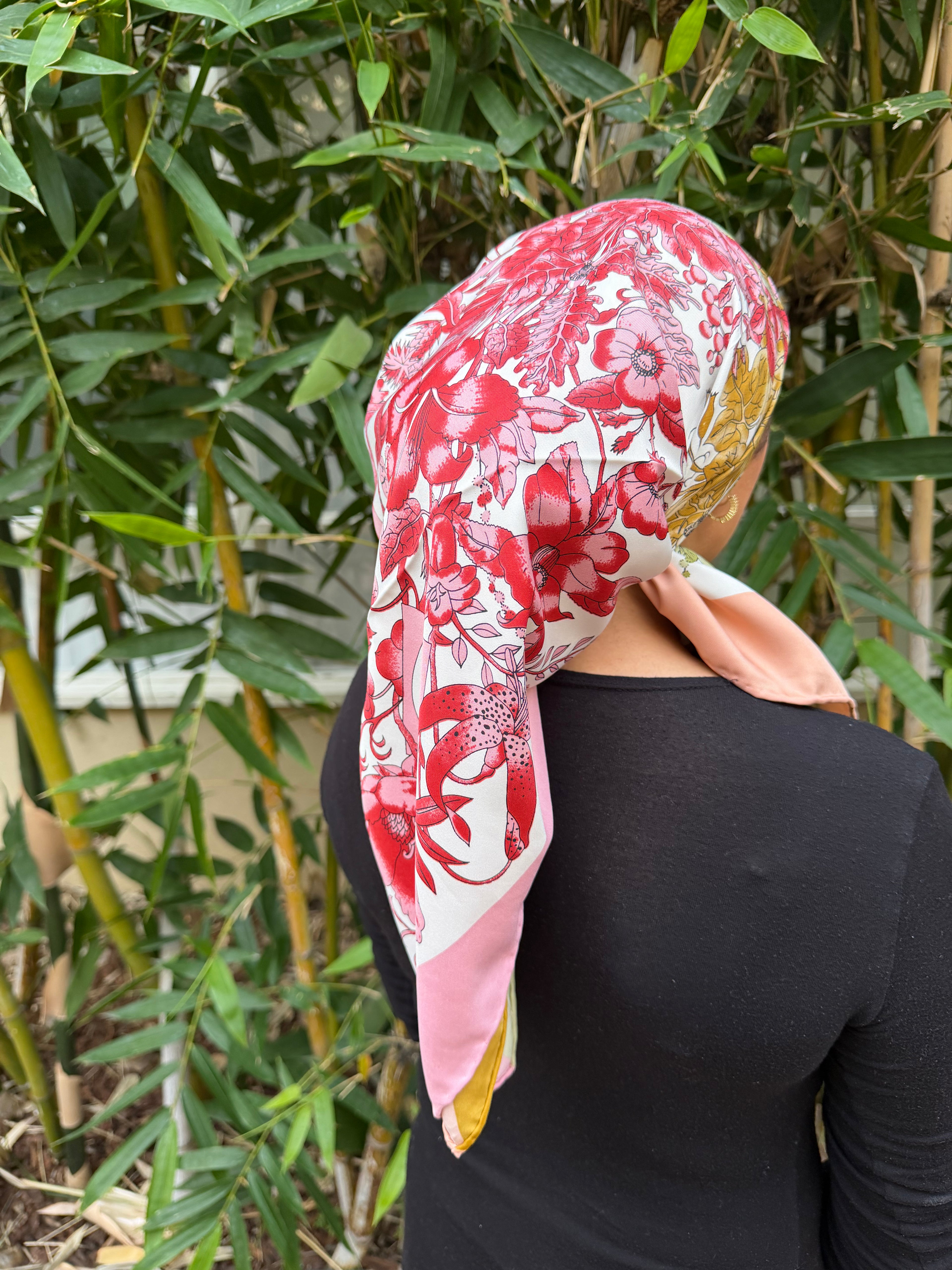 Vibrant Multicolored GUC. Replica satin headscarf