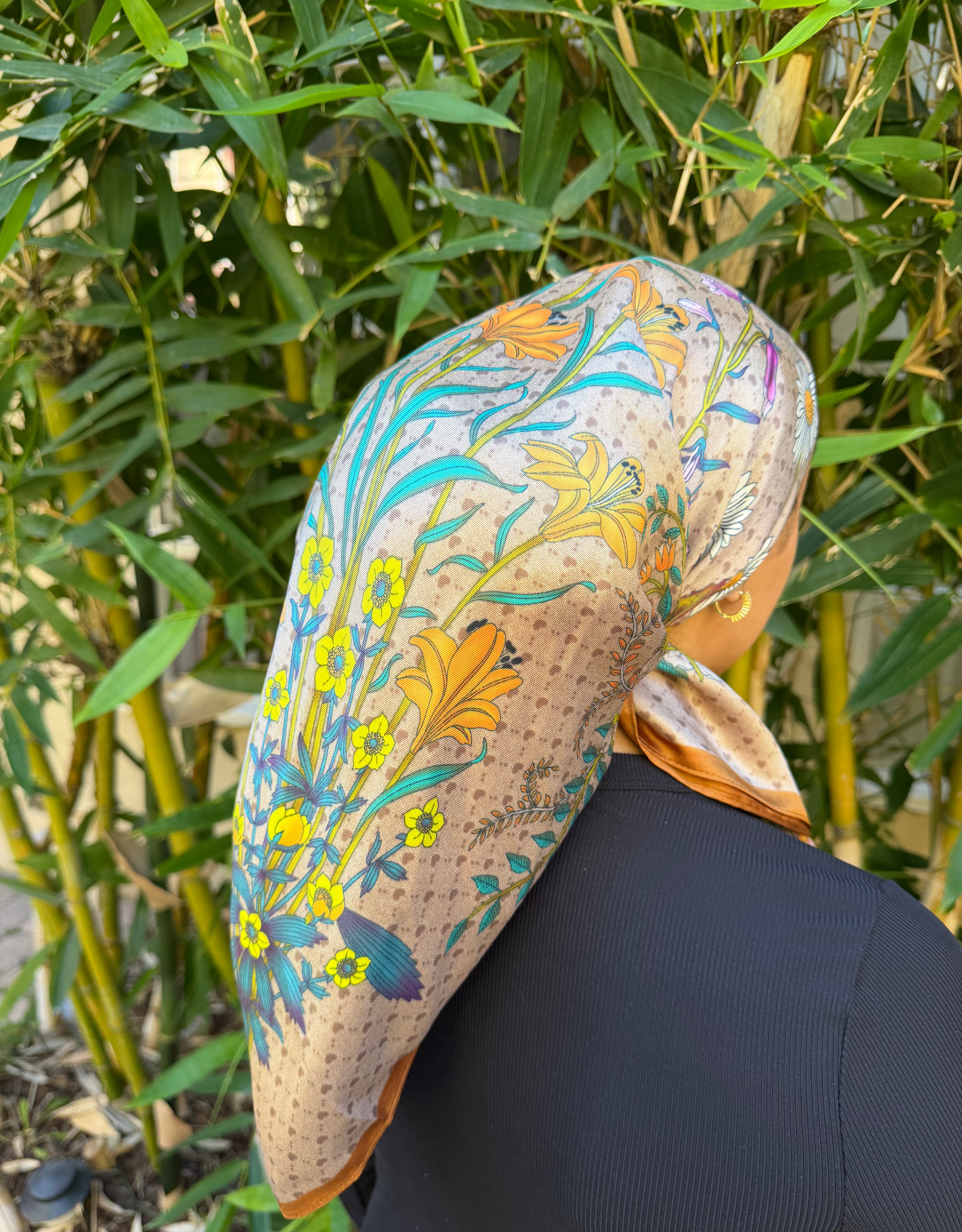 Wildflower satin headscarf