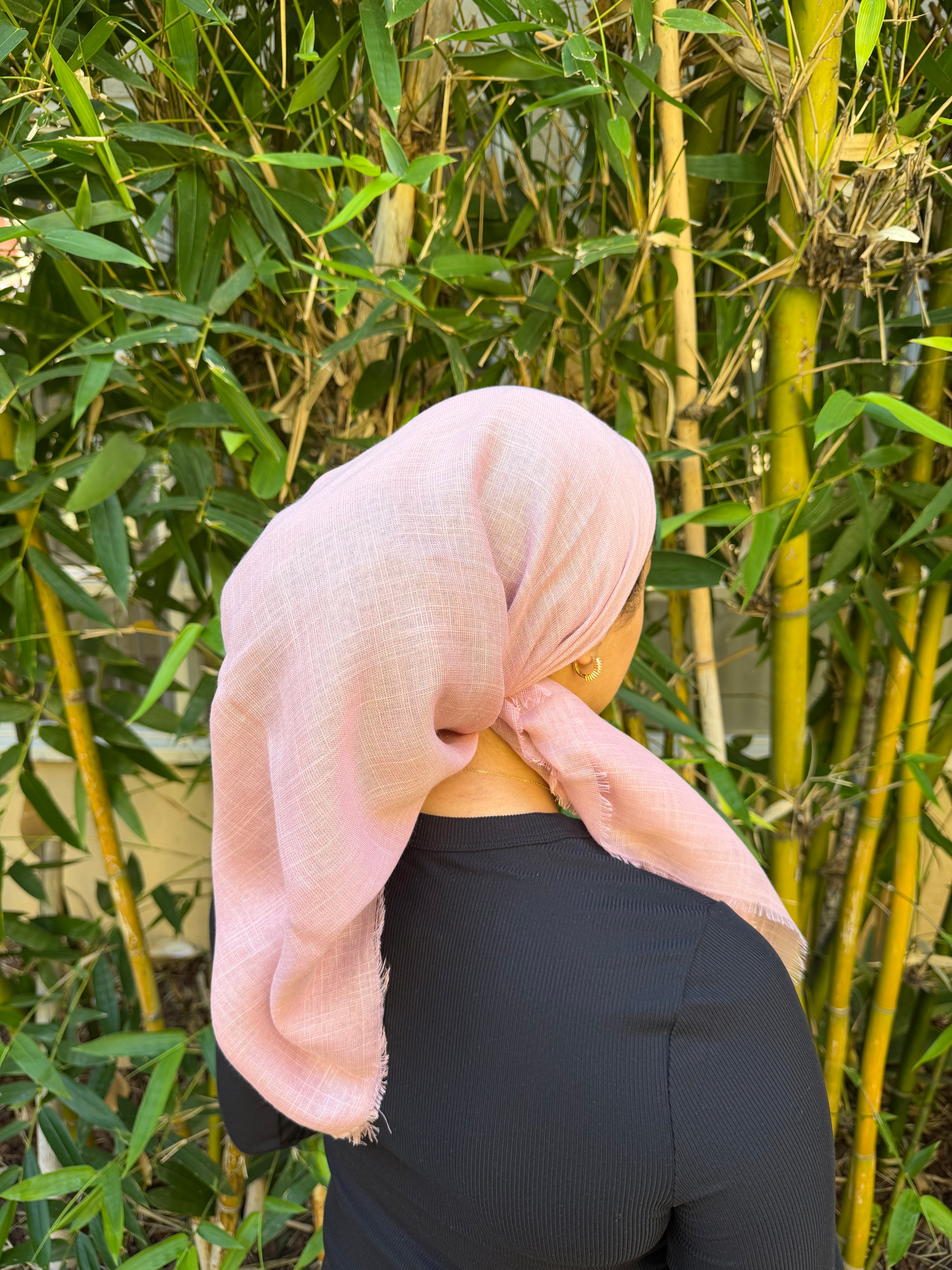 Blush pink cotton headscarf