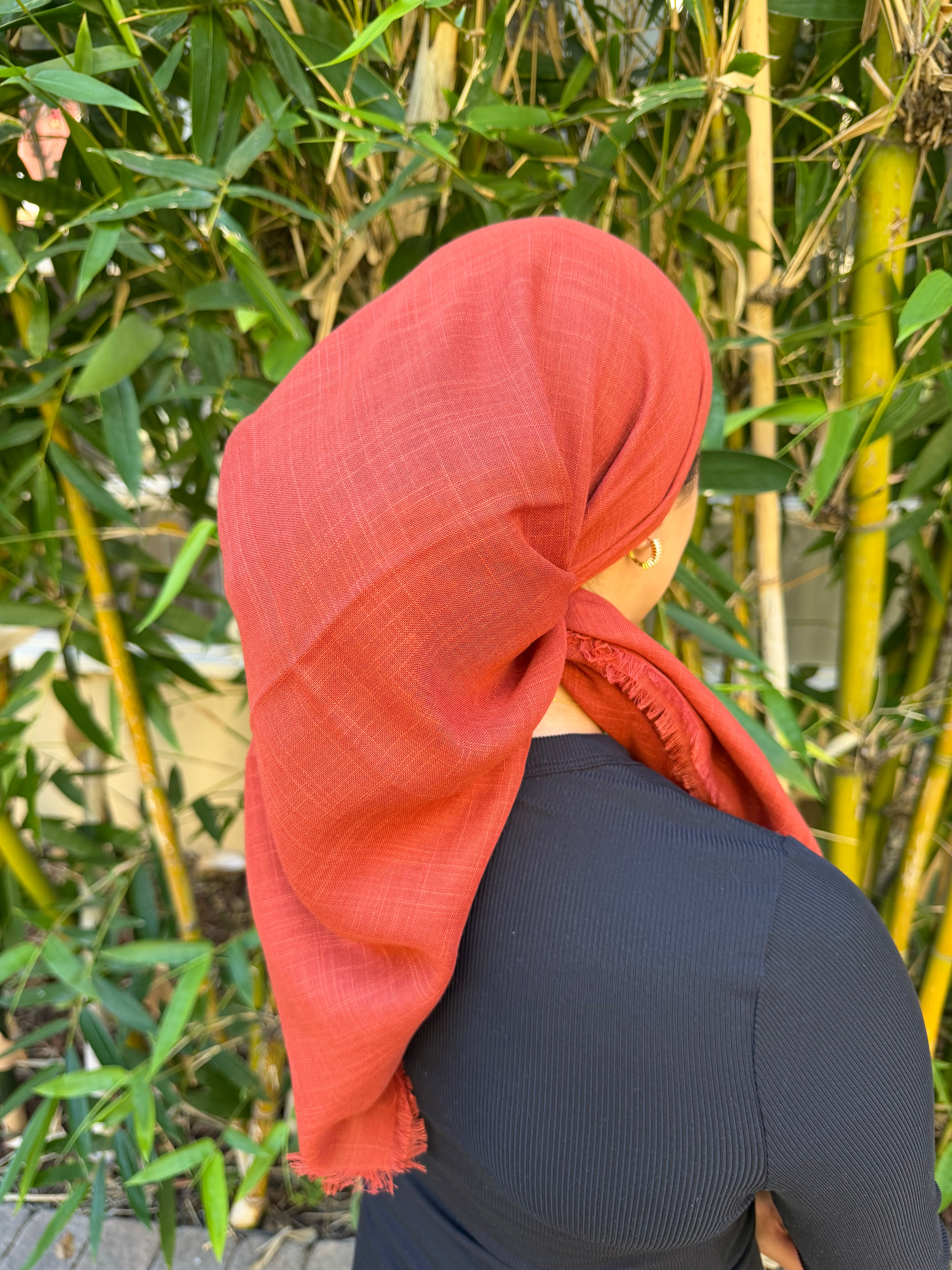 Burnt Orange cotton headscarf