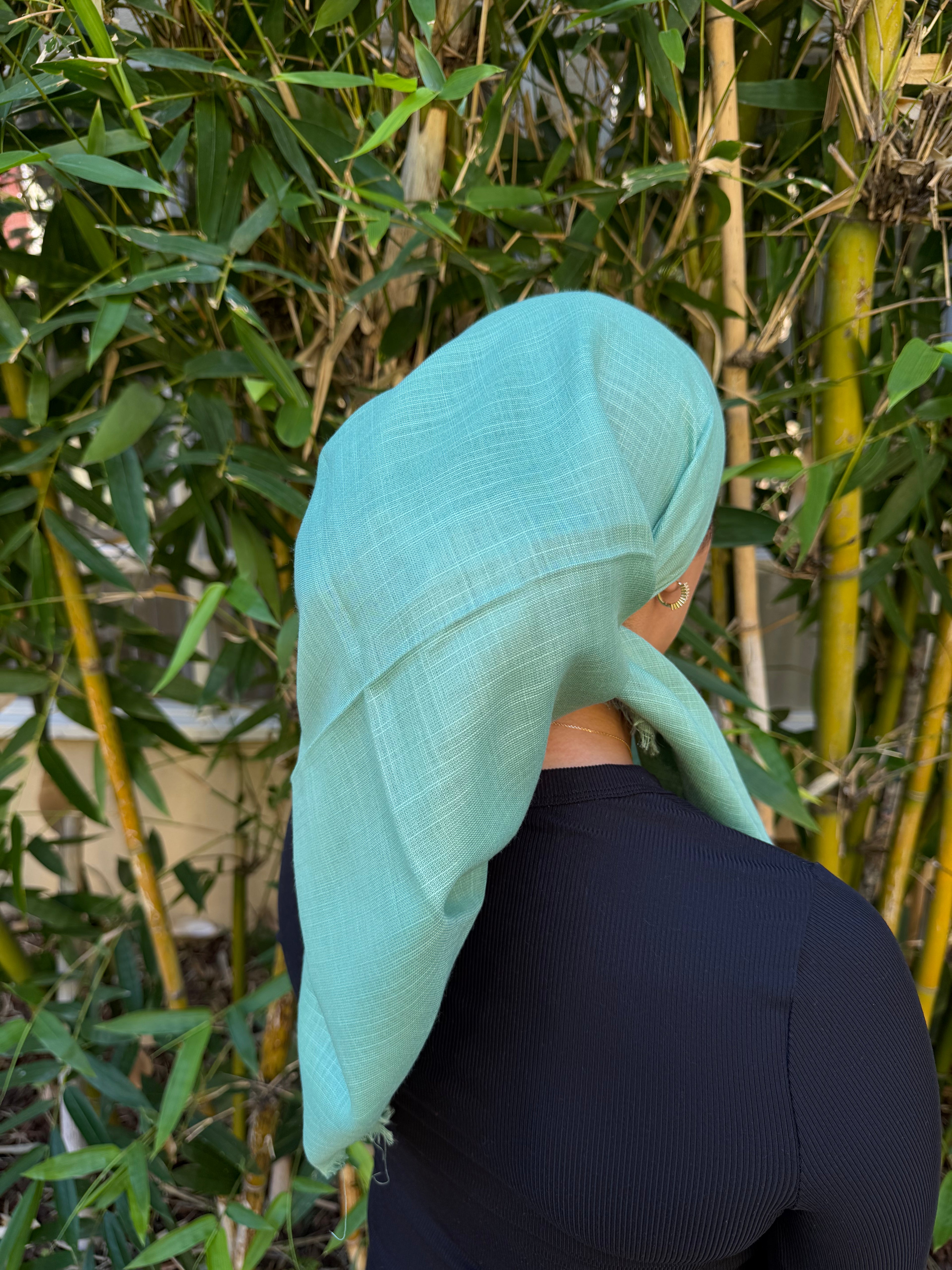 Mint green cotton headscarf