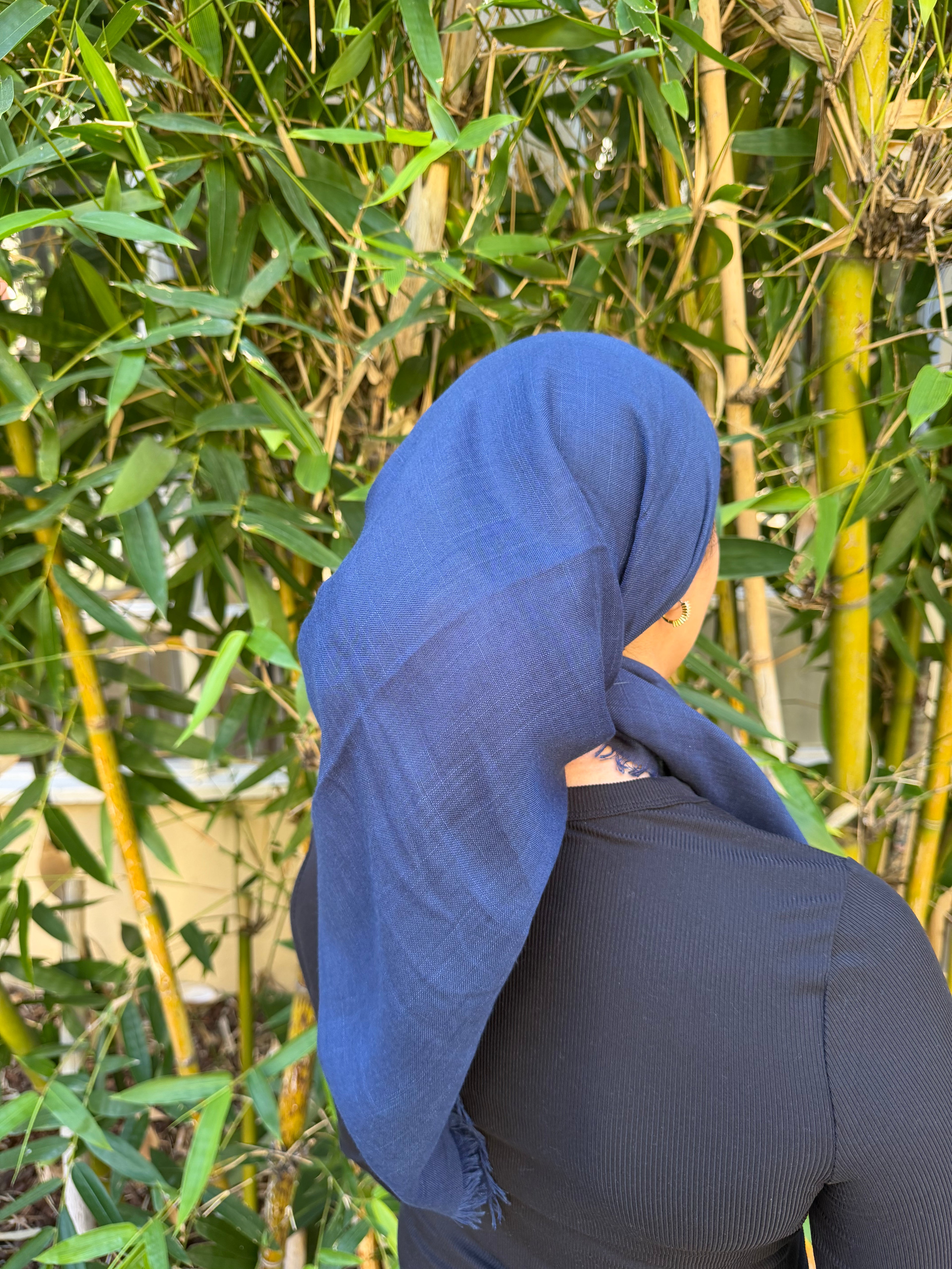 Navy Cotton headscarf