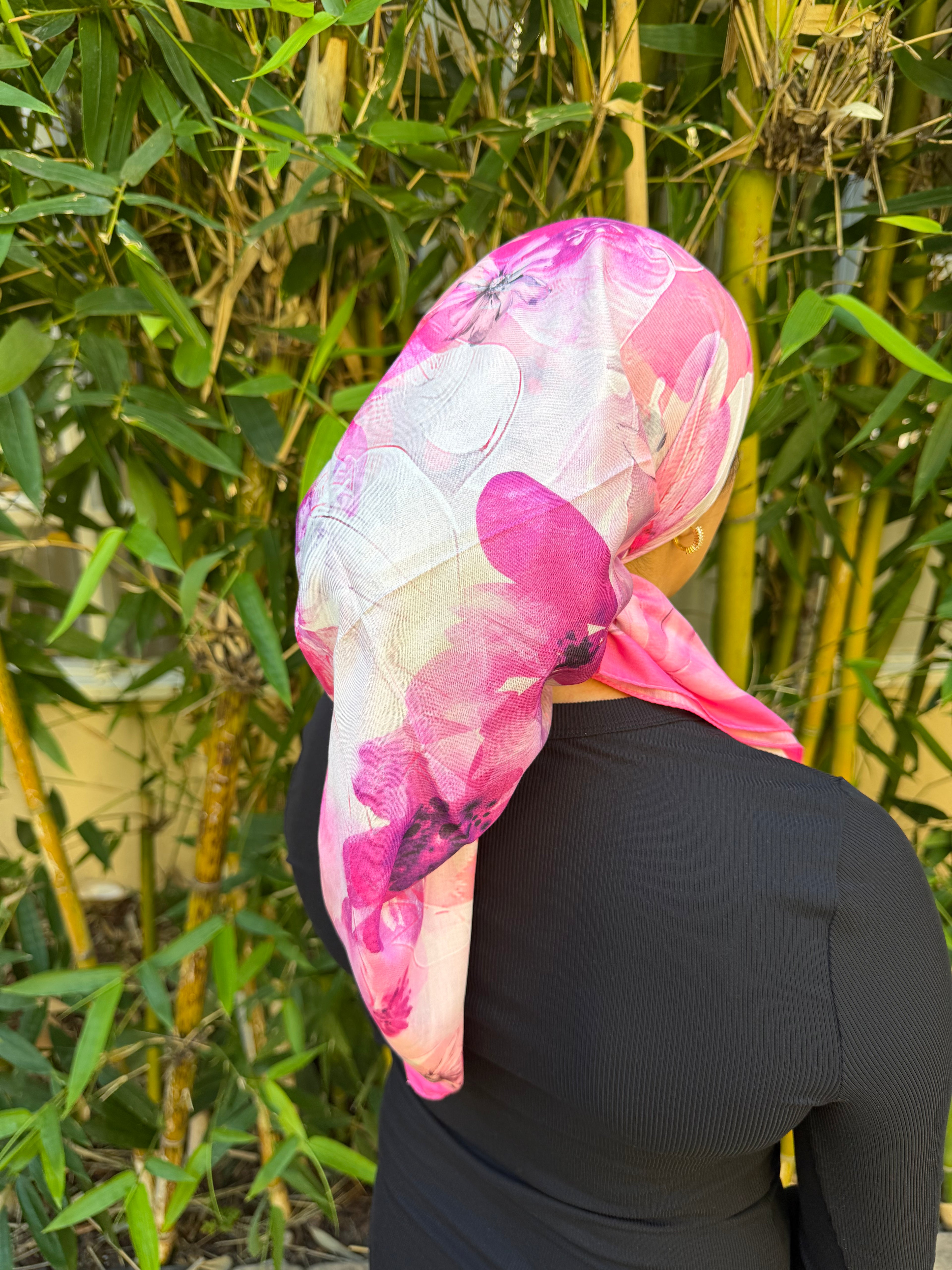 Abstract Pink floral headscarf