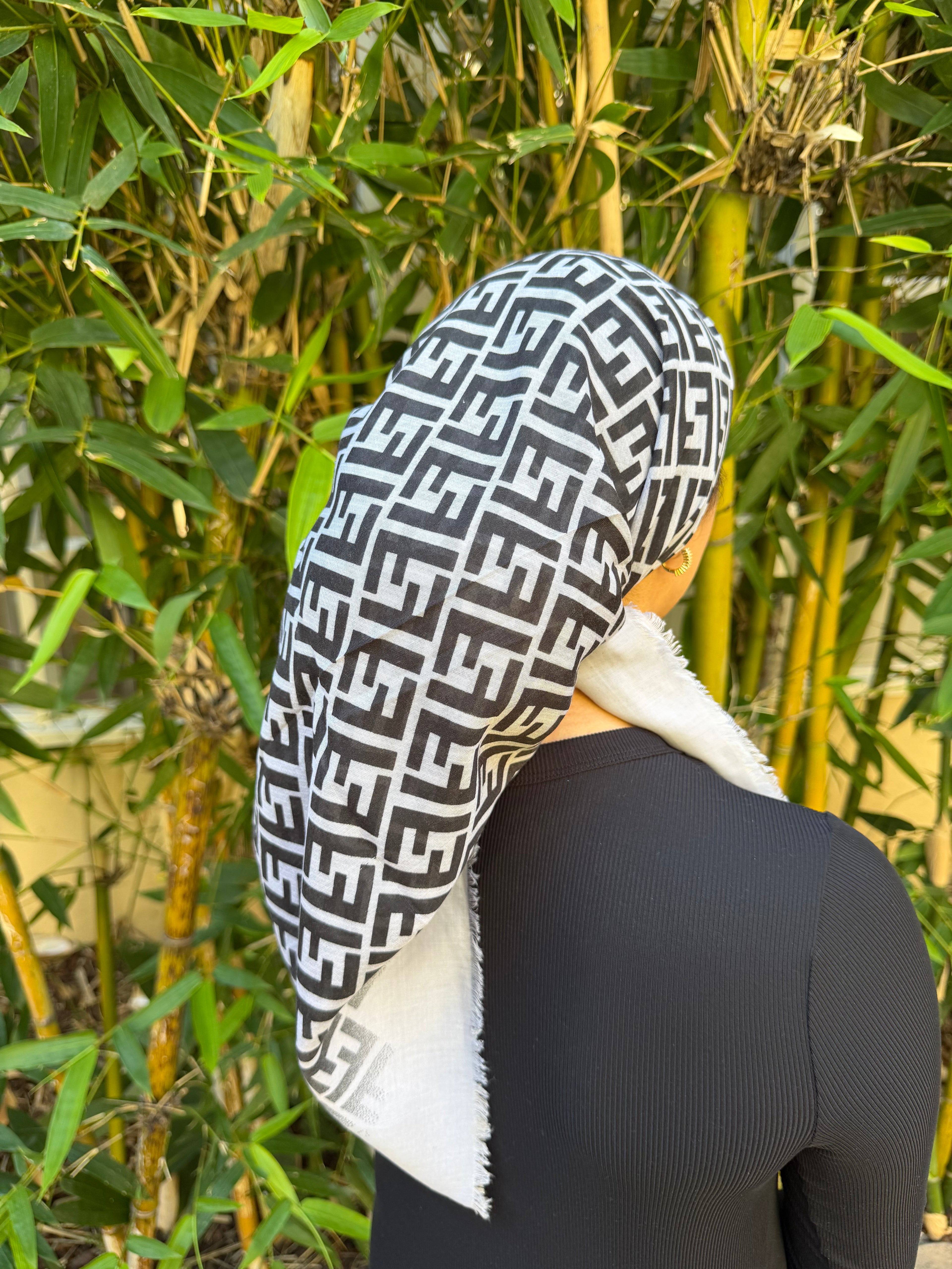 FEN. inspired black and grey headscarf