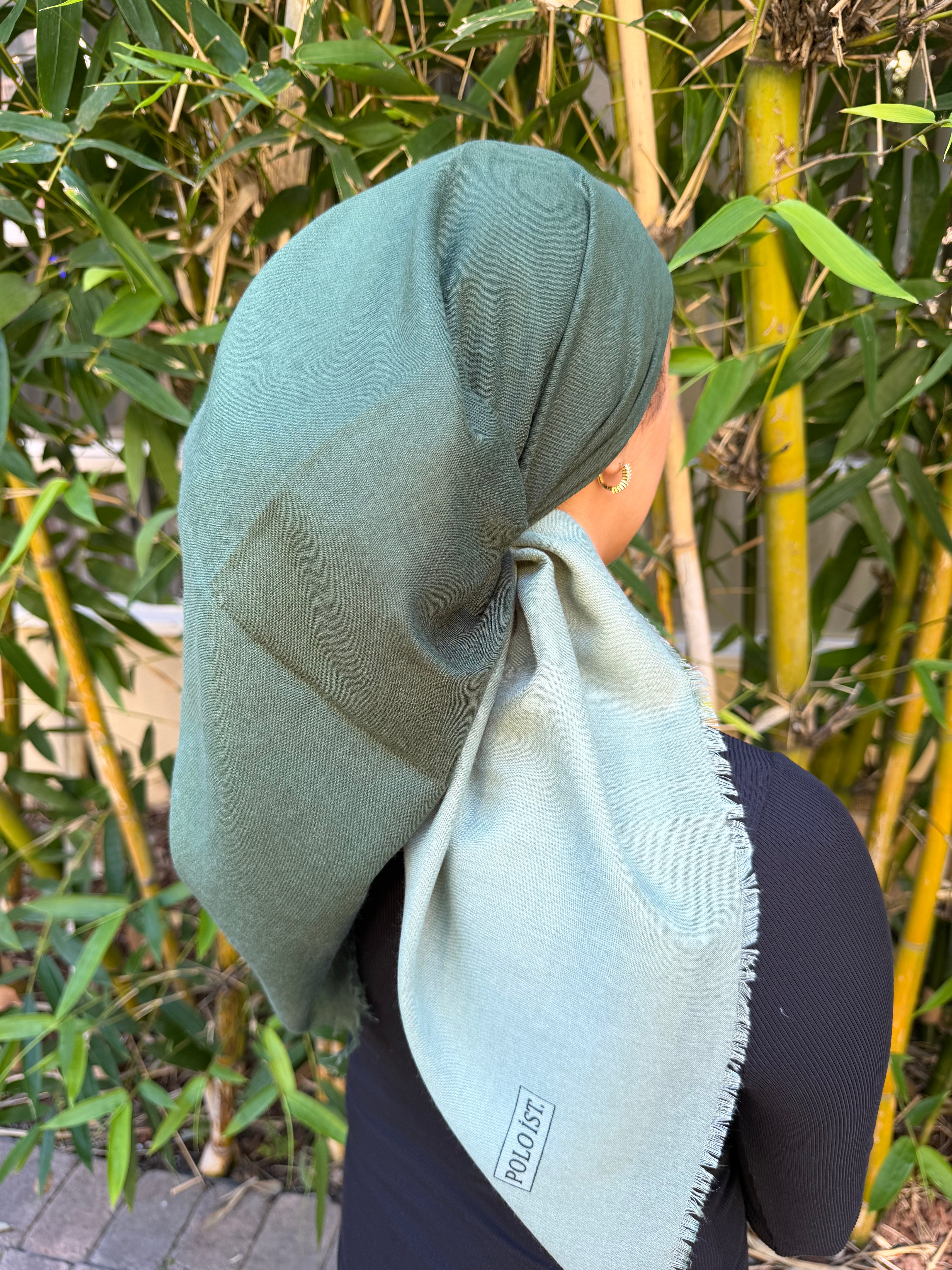 Two shade green cotton headscarf