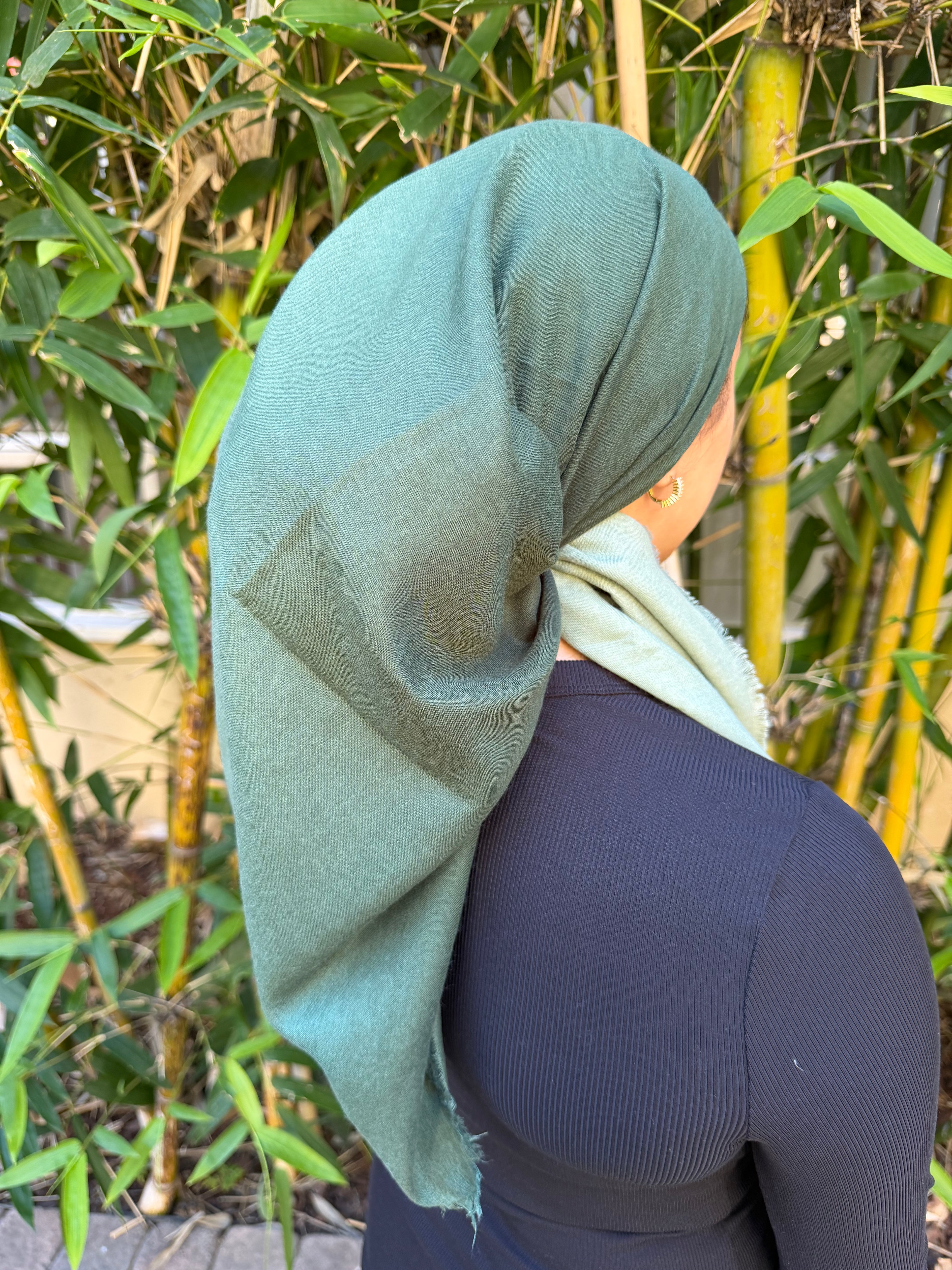 Two shade green cotton headscarf