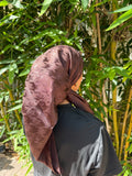 Chocolate brown jacquard print headscarf