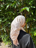 Cream white jacquard print headscarf