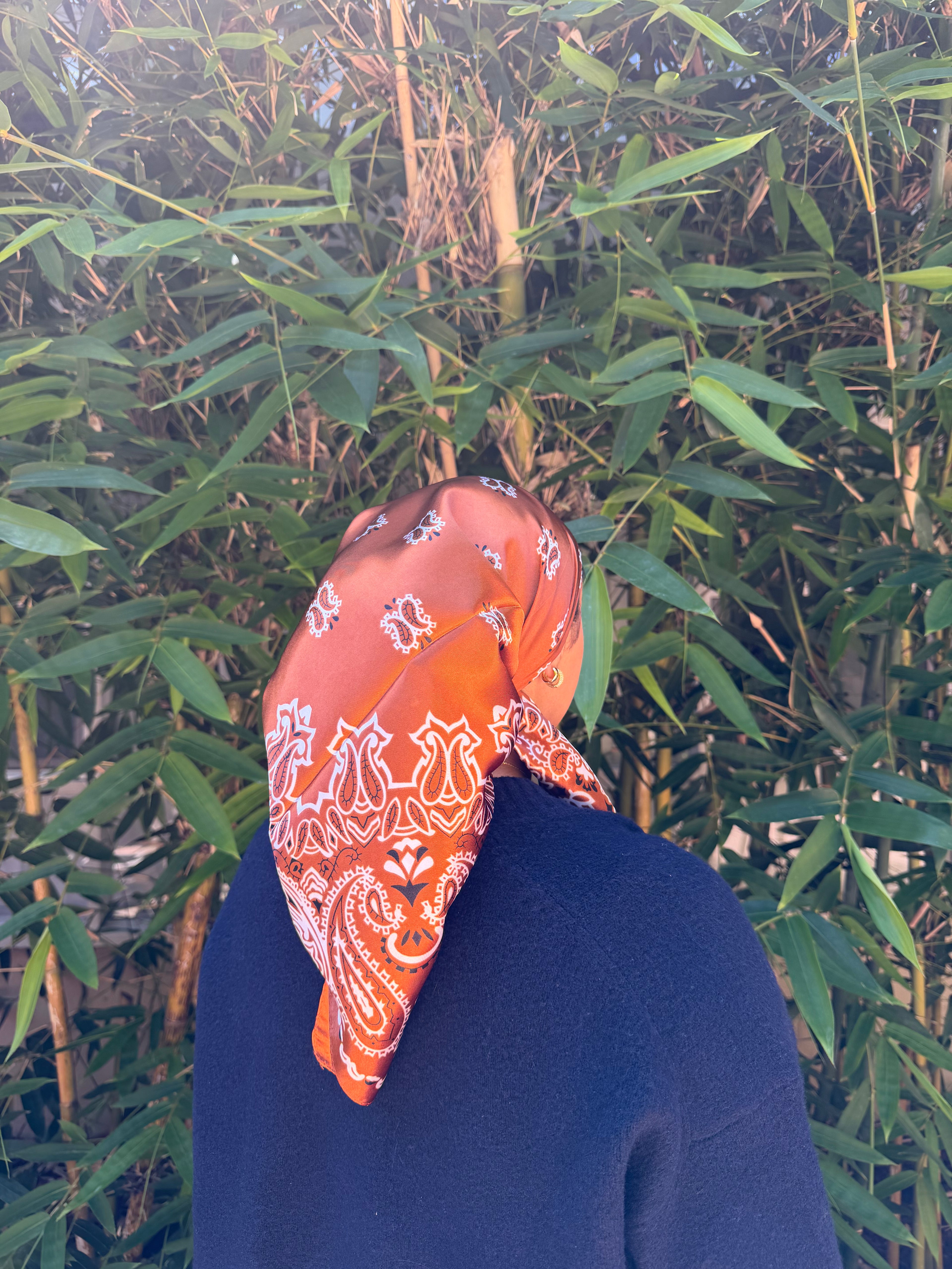 Bandana Design Burnt orange satin headscarf