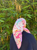 Paisley Design multicolored satin headscarf
