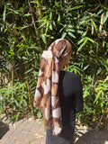 Poppy Brown rectangle headscarf with metallic detail