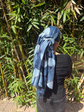 Poppy Blue rectangle headscarf with metallic detail