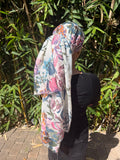 Summer Florals rectangle headscarf with metallic detail