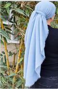 Rectangle light blue cotton headscarf