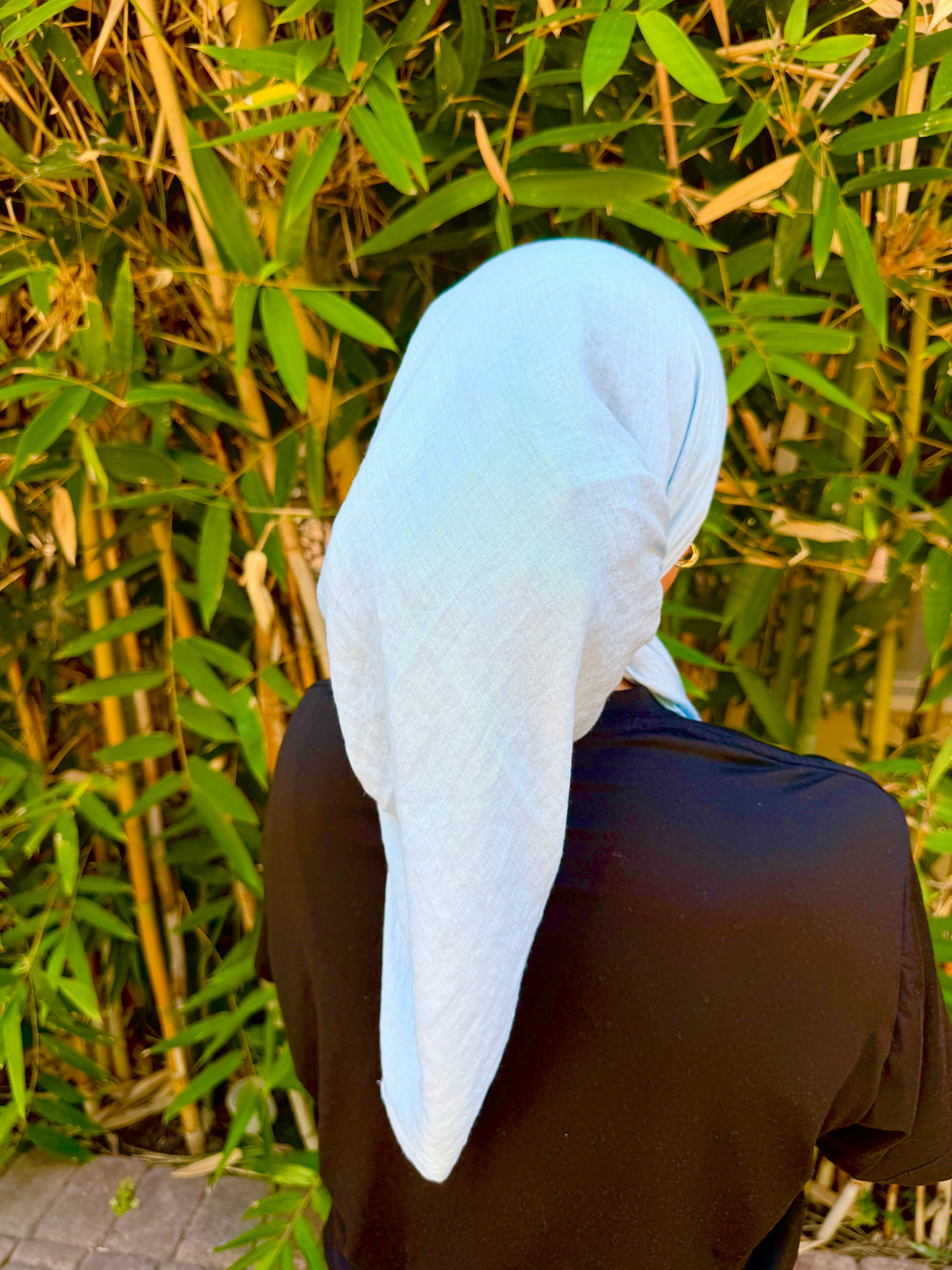 Sky blue solid cotton headscarf