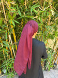 G. inspired burgundy rectangle metallic headscarf