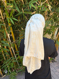 Metallic off-white zebra print rectangle headscarf
