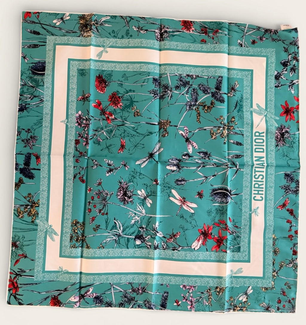 Turquoise Dio. Replica satin headscarf