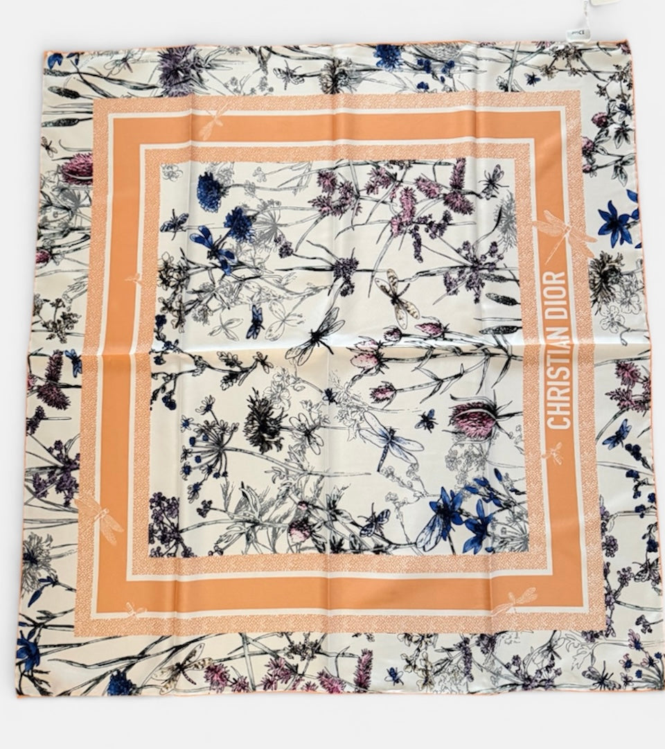 Pastel Orange Dio. Replica satin headscarf